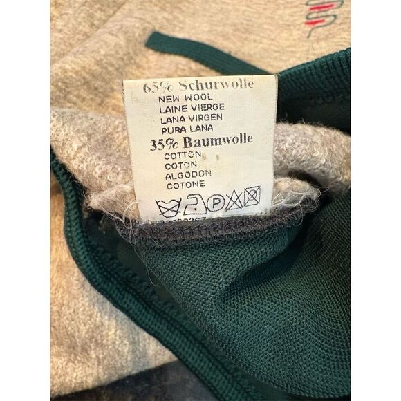 Giesswein Women's Wool Blend Sweater Jacket Size 10 Tan Green Embroidered - Picture 12 of 13